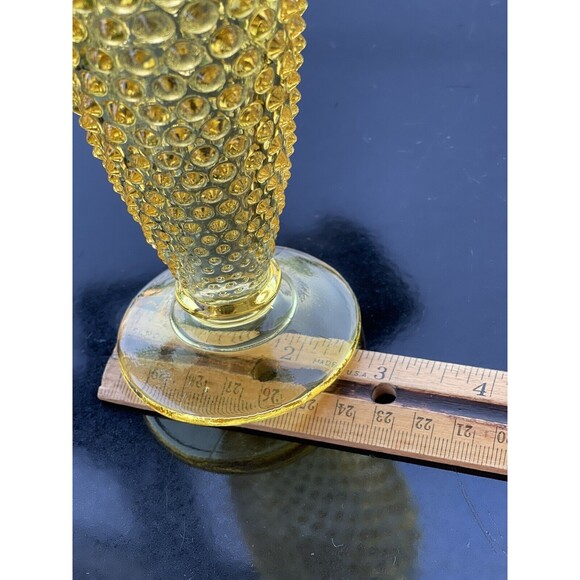 4‎ L.E. Smith Hobnail 8oz Glasses Footed Pedestal Wine Parfait Yellow Gold Amber - Picture 12 of 13